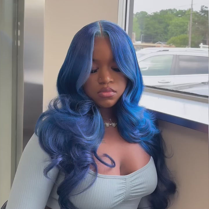 Flawless Blue! eullair Navy Blue Body Wave/Straight/Curly Human Hair Lace Frontal Wig | TikTok Saebunny Recommend