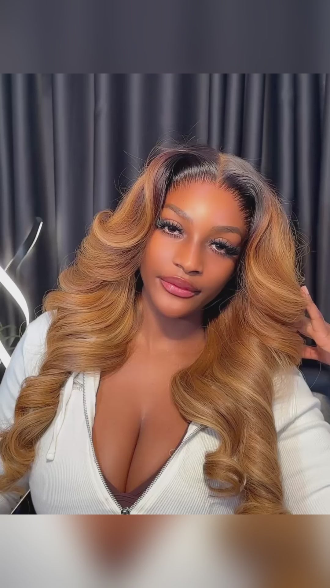 eullair Ombre Honey Blonde Long Wavy Glueless Human Hair Wig 13x4 Transparent Lace Frontal 250% High Density