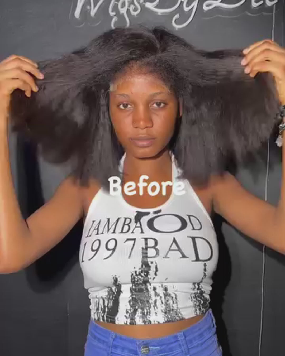 eullair 4C Edges Hairline Kinky Straight Glueless 6×4 Gluless Lace Short Bob Wig|200% Density
