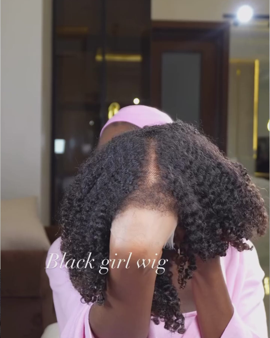 eullair Ombre Brown Afro Kinky Curly 4C Edges Invisi Strap Snug Fit Laid Flat 360 Transparent Lace Wig with Curly Baby Hair