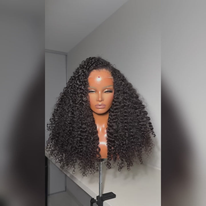 eullair Exotic Curly Glueless Wigs 13x4 Lace Frontal Human Hair Wis Pre Plucked Transparent HD Lace Wigs
