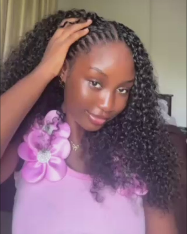 eullair Burmese Curly Hair - Lightweight 100% Human Hair Crochet Extensions