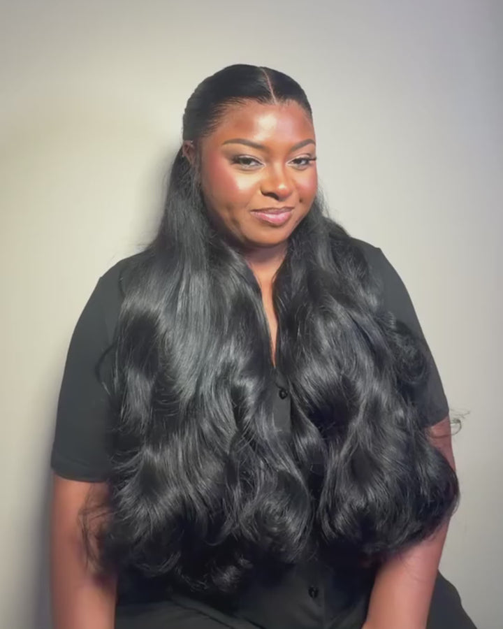eullair 15A Raw Super Double Drawn Body Wave Bundles Human Quick Weave 3/4 Bundles No Tangle