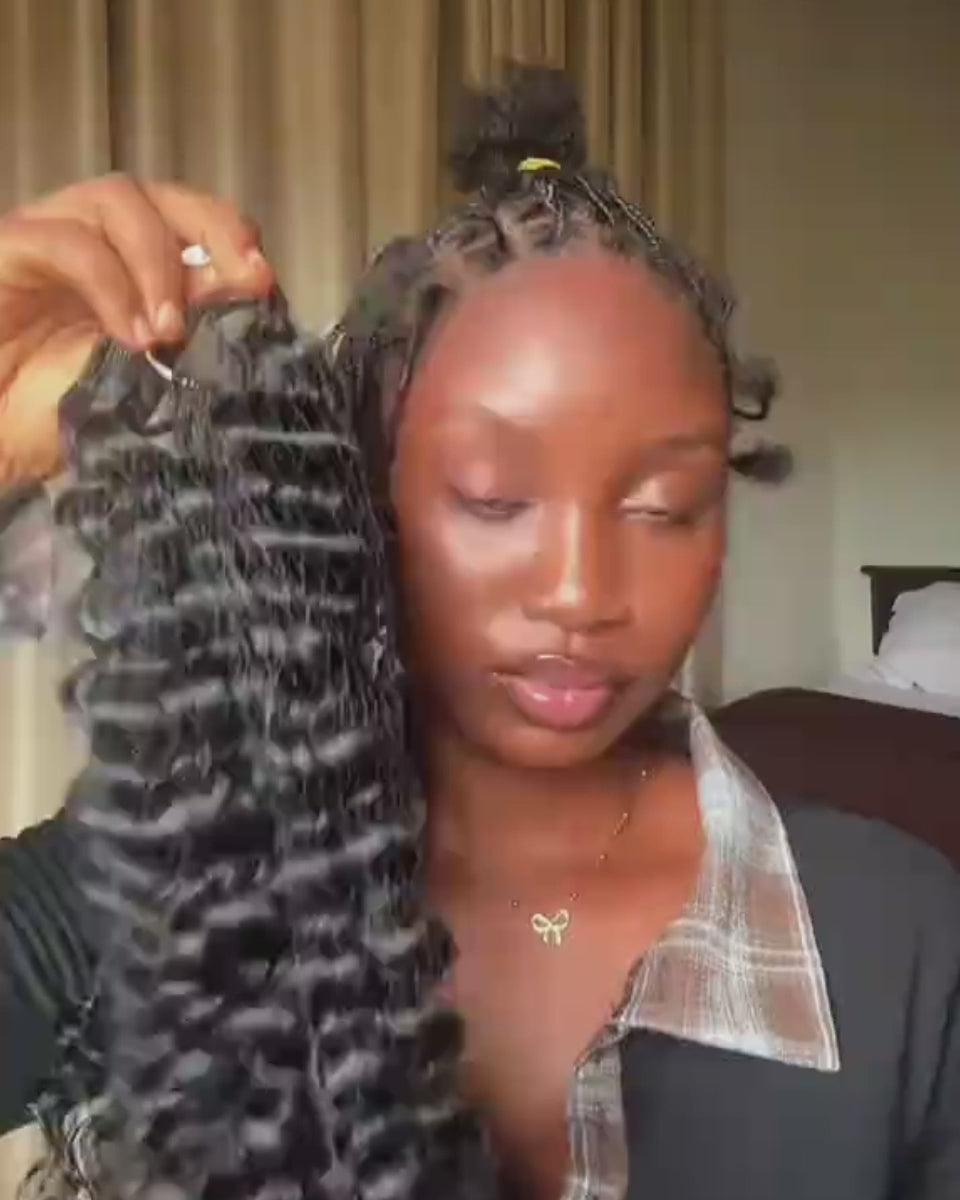 eullair Water Wave Human Hair Crochet Extensions - Pre-Looped For Boho Style