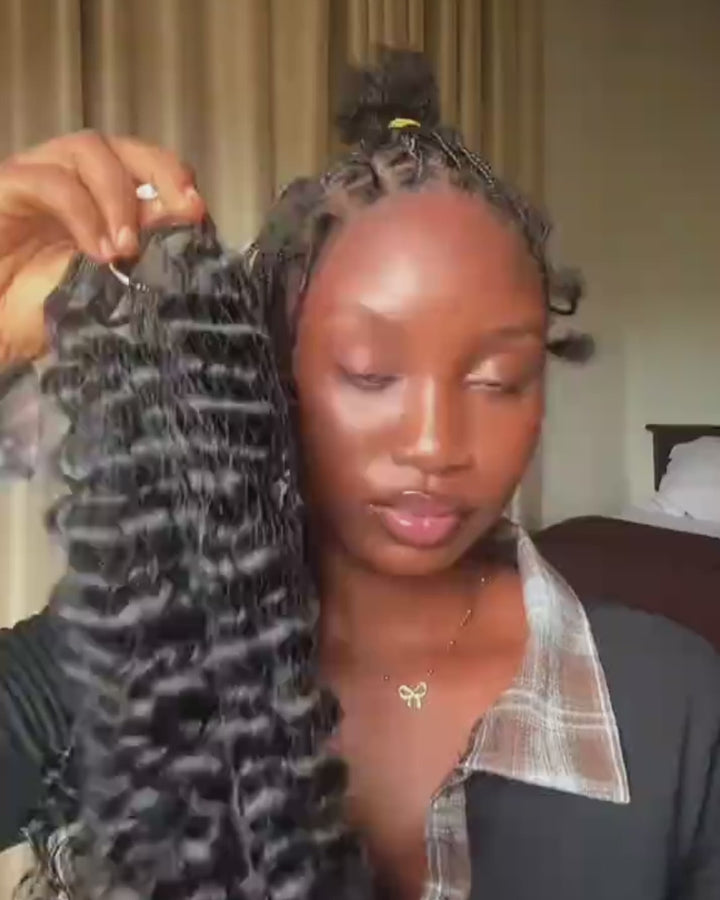 eullair Water Wave Human Hair Crochet Extensions - Pre-Looped For Boho Style