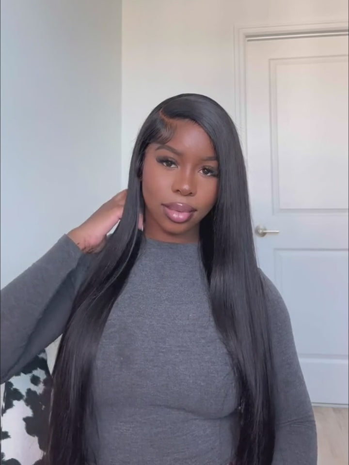 eullair Glueless Straight Human Hair Wigs 13x4 4x6 Drawstring Transparent Frontal Wig | Undetectable Lace