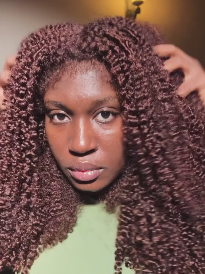 eullair Chocolate #4 Dark Brown Super 360 Full 13x4 Lace Drawstring 4C Curly Edges Hairline Short Curly updo Wig, Natural Quick and Easy Hairstyles