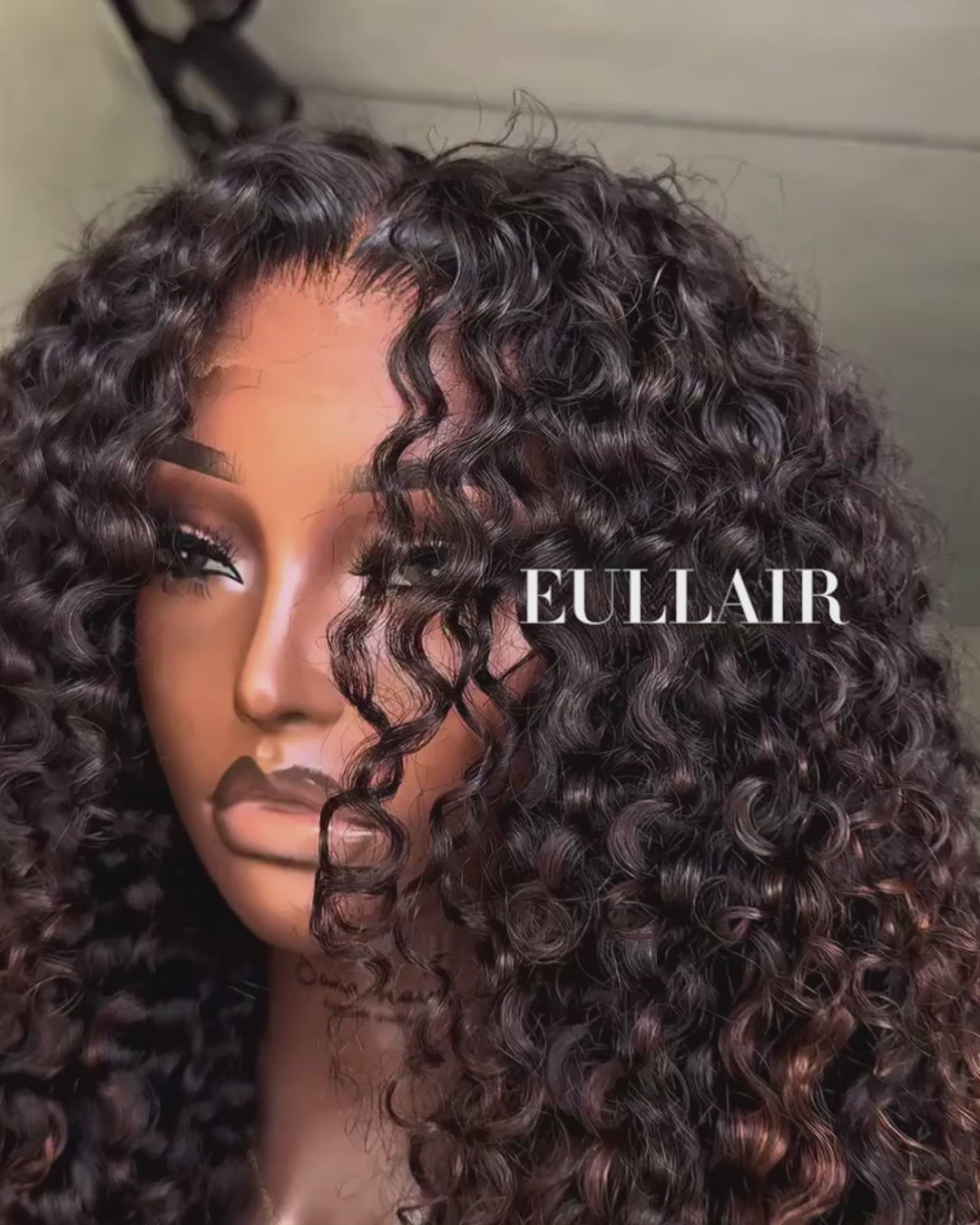 eullair Ombre T1B/#4 Chocolate Brown 13x4 Lace Wig Burmese Curly with Spril Ends Long and Bouncy Wigs250% Density