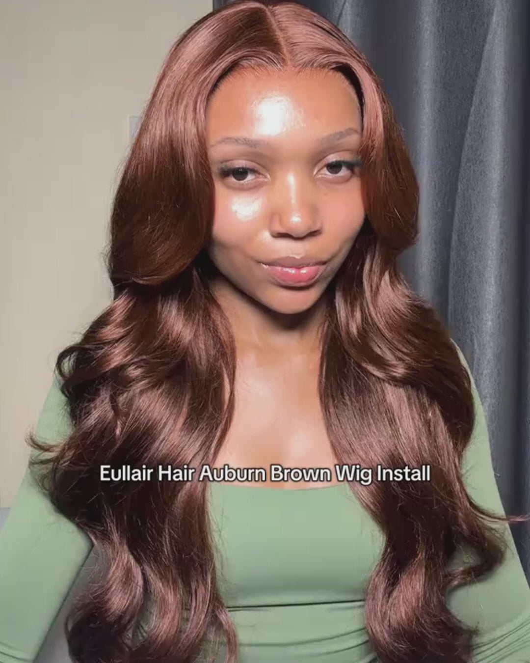 eullair Auburn Brown Color Wig Long Wavy 9x6 Deep Parting Glueless Wigs 250% Density