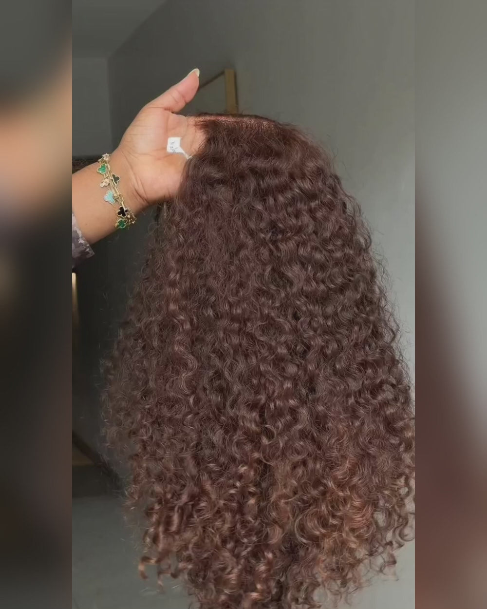 eullair Water Curly 4x6 Glueless Wig Custom Colored Brown Human Hair 250% Density