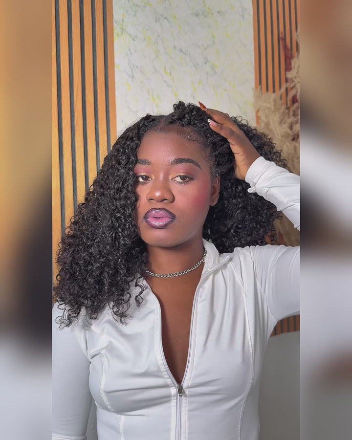 eullair Burmese Curly Hair - Lightweight 100% Human Hair Crochet Extensions