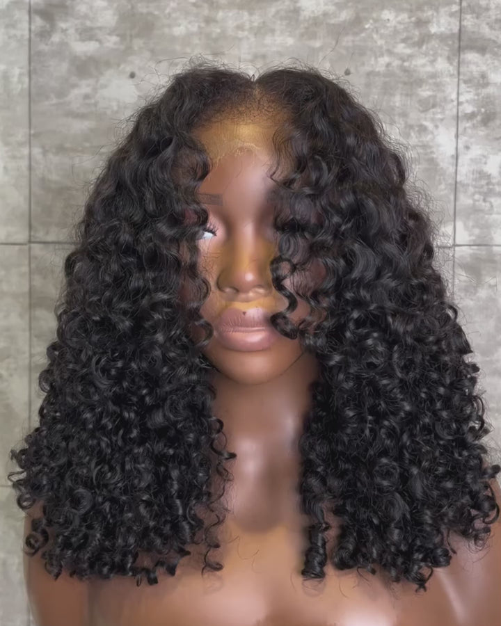 eullair Burmese Curly 4C Edges Invisi Strap Snug Fit Laid Flat 360 Transparent Lace Wig with Curly Baby Hair All
