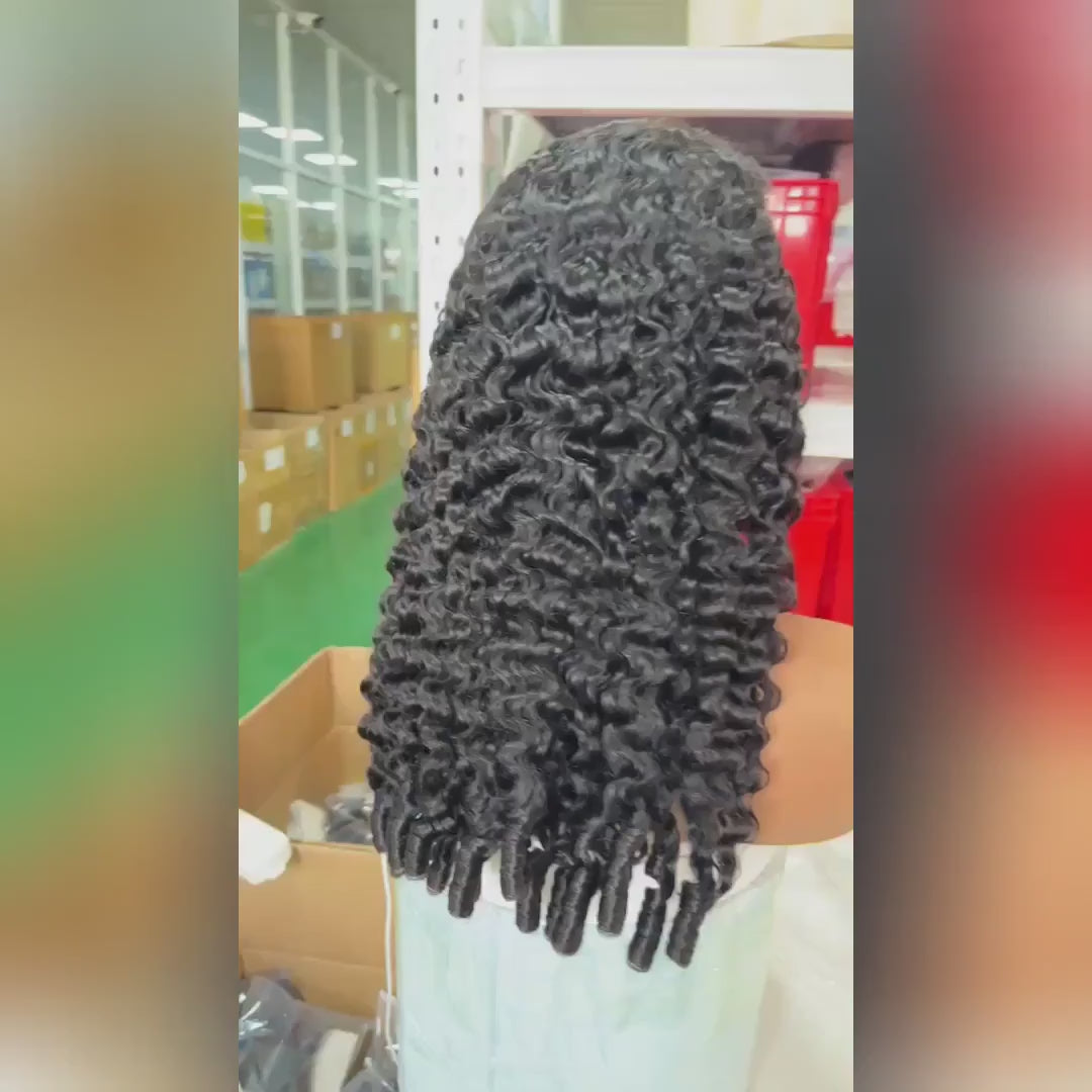 eullair Super Double Drawn Wigs Paring Max 9x6 Burmese Curl Glueless Wigs 250% Density Drawstring Wig