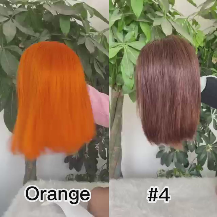 eullair Summer Favorite Colorful Human Hair Blonde Straight Short Bob 13x4 Lace Full Frontal Wigs For Girls | No Code Needed