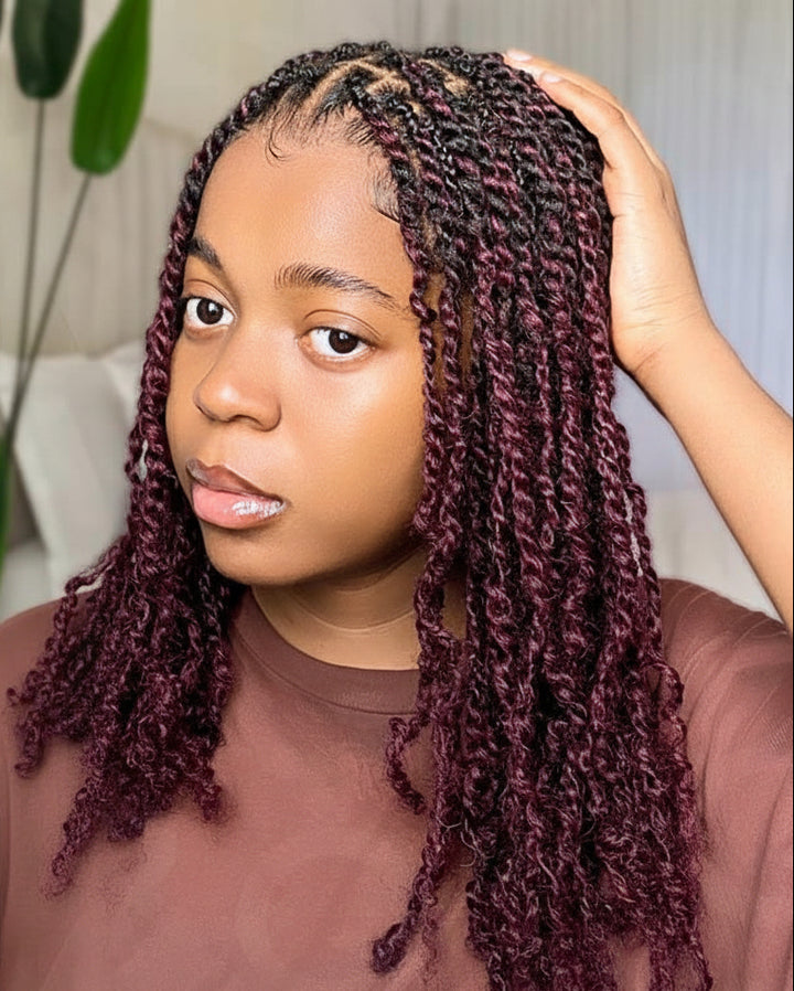 eullair Mini Twist Human Hair 99J Afro kinky Bulk Hair Extensions For Twist Braiding Dreadlock Human Hair - Natural Black Afro Kinky Texture
