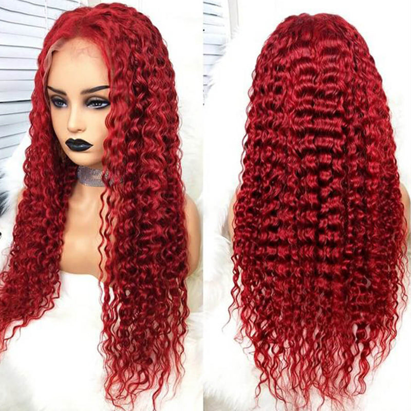 eullair Popular Nickiminaj Inspred Red Straight/Body/Deep Wave Human Hair Lace Frontal Wigs For Women Pre Plucked Hairline