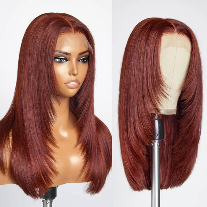 TikTok Hairstylist Trendy Layerers | eullair Popular Layered Cut Lace Frontal Highlight Straight Wigs Pre Colored Human Hair Wigs