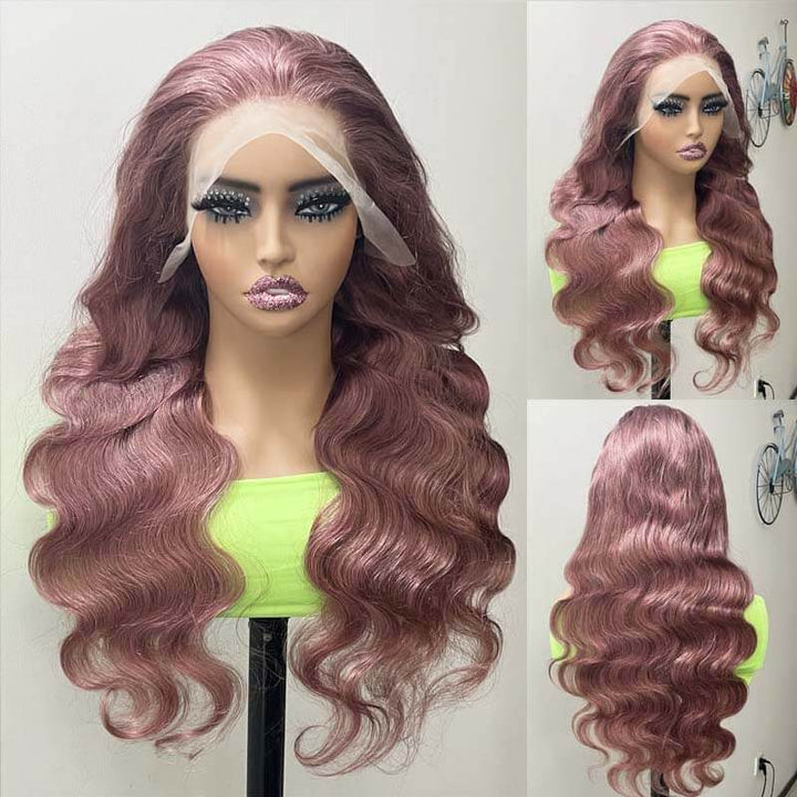 TikTok Hair Inspiration| eullair Rose Milk Tea Colored Body Wave Lace Frontal Wig Light Flaxen Brown Straight Human Hair Wigs For Black Girl