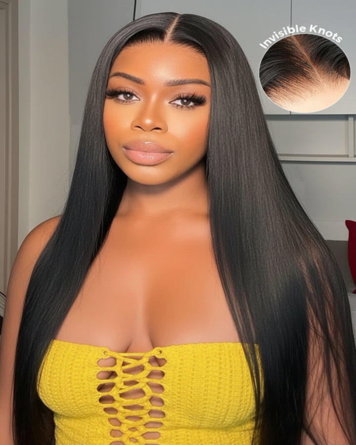 eullair Glueless Straight Human Hair Wigs 13x4 4x6 Drawstring Transparent Frontal Wig | Undetectable Lace