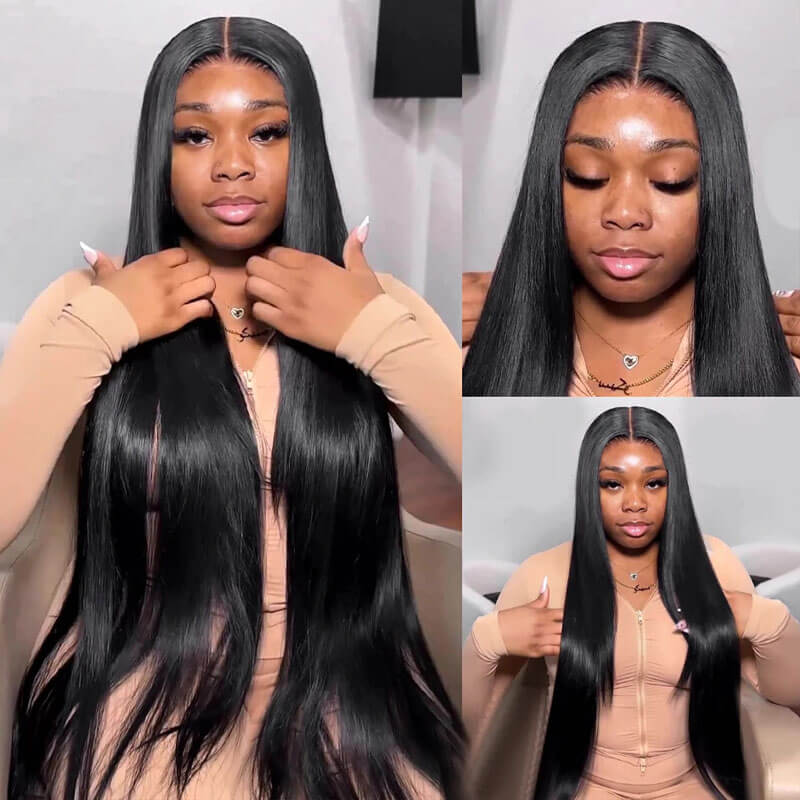 eullair Straight 13x4 4x4 Real HD Invisiable Lace Human Wig Pre Plucked Natural Hairline