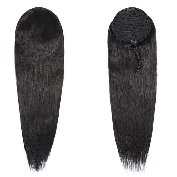 Straight Clip in Ponytail 100% Human Hair Ponytail Extensions Wrap Around Ponytail