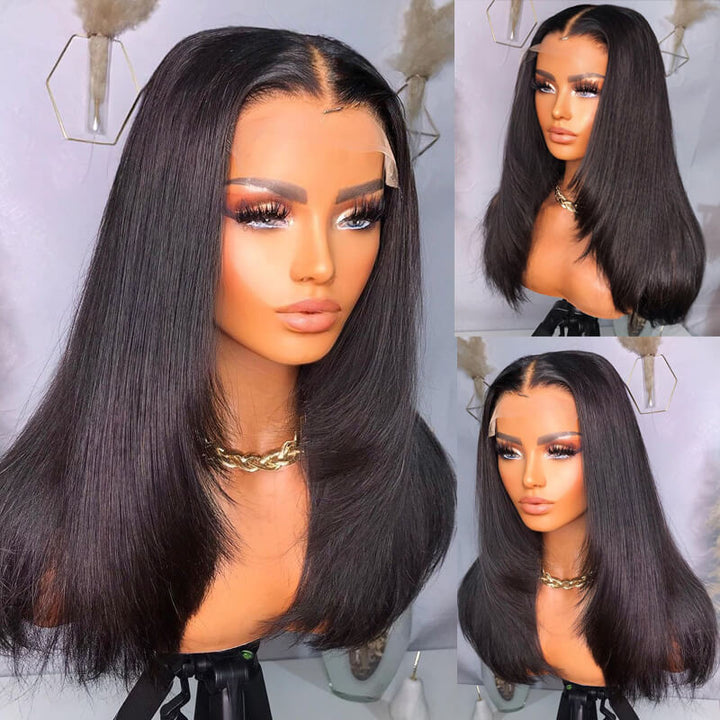 TikTok Hairstylist Trendy Layerers | eullair Popular Layered Cut Lace Frontal Highlight Straight Wigs Pre Colored Human Hair Wigs
