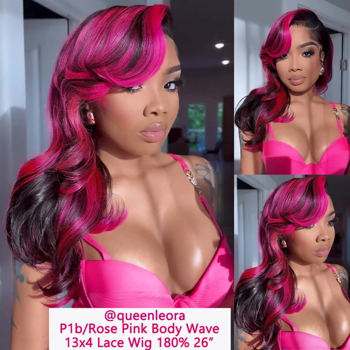 Peakboo Highlights! eullair Body Wave Balayage Highlights Rose Pink/Blue/Green Colored Lace Frontal Wig | @queenleora Recommend