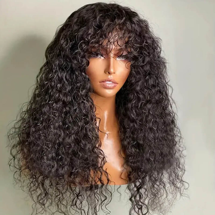 eullair Human Hair Bangs Wear Go Gluless Wig Full Machine Made NO Glue or Spray | Easy Effortless Fringe Wig