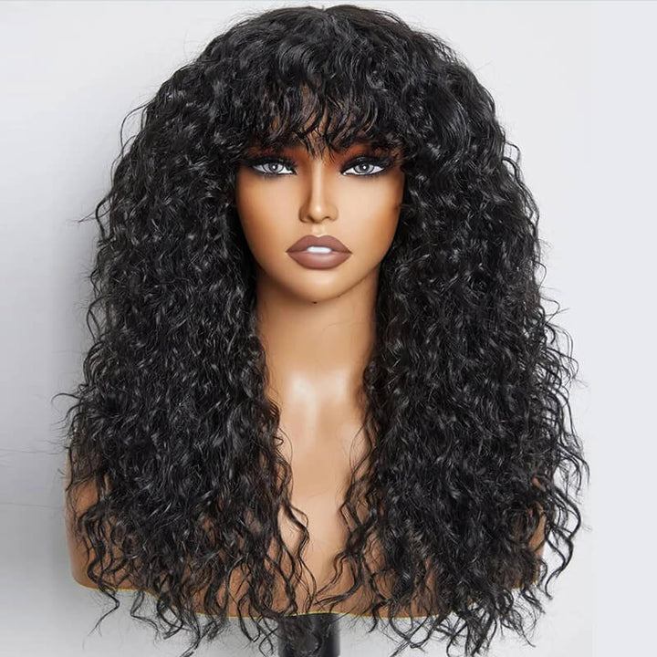 eullair Human Hair Bangs Wear Go Gluless Wig Full Machine Made NO Glue or Spray | Easy Effortless Fringe Wig