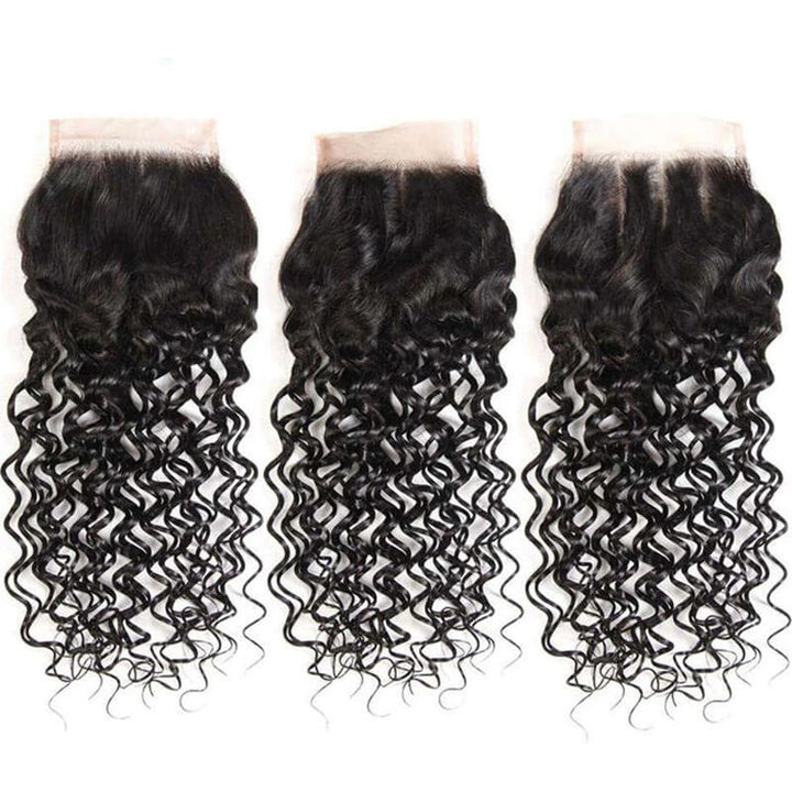 eullair Water Wave Bundles With Closure 3/4 PCS With 4x4 5x5 6x6 HD Lace Closure