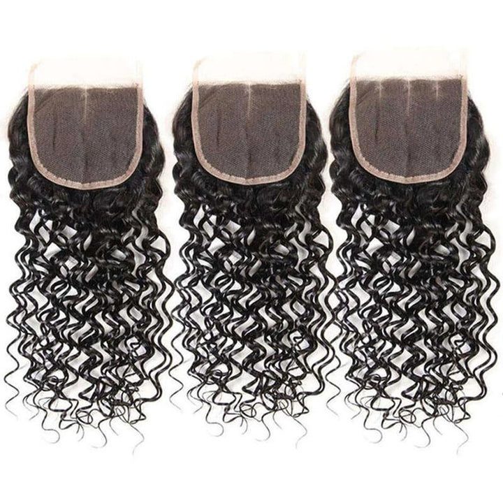 eullair Water Wave Bundles With Closure 3/4 PCS With 4x4 5x5 6x6 HD Lace Closure
