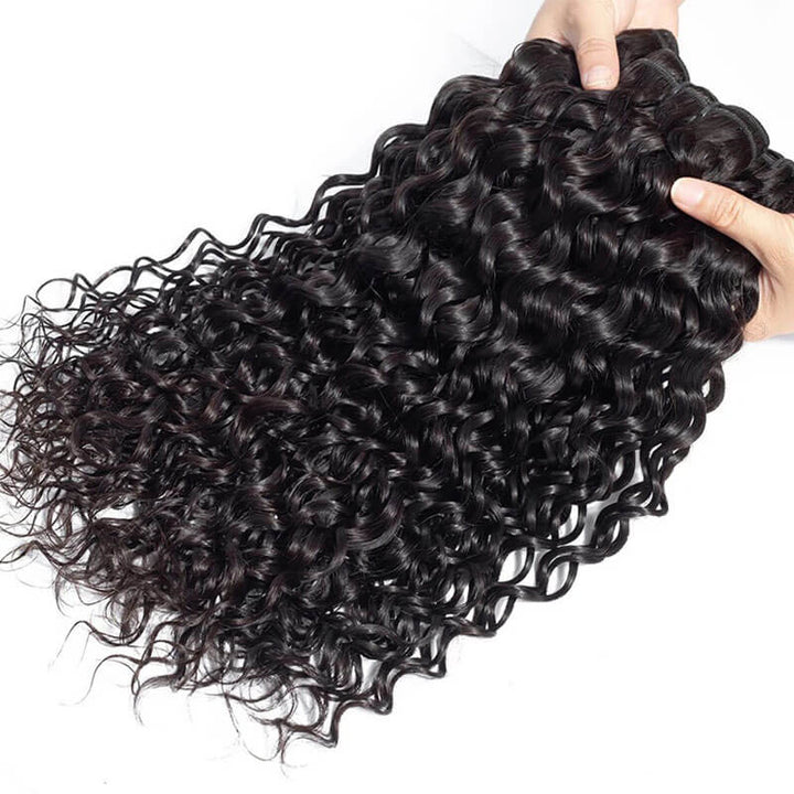 eullair Water Wave Bundles With Closure 3/4 PCS With 4x4 5x5 6x6 HD Lace Closure