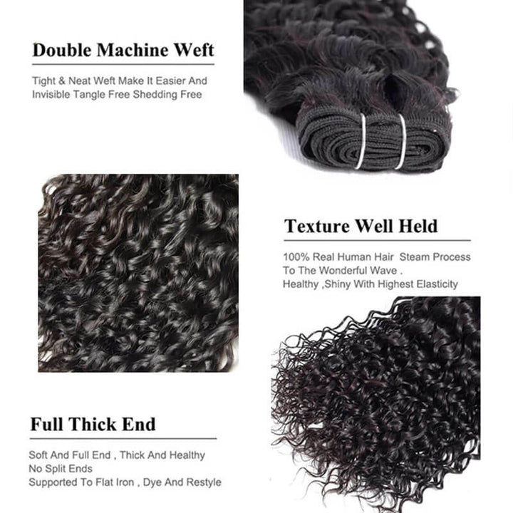 eullair Water Wave Human Hair Bundles Deal 10A Human Virgin Hair 3/4 Bundles