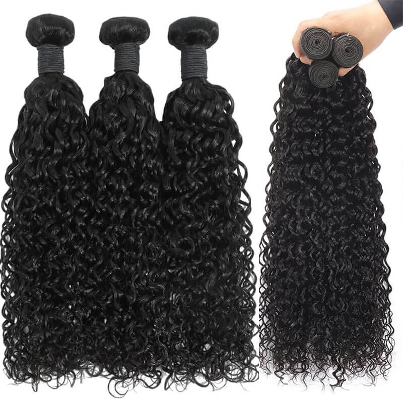 eullair Water Wave Human Hair Bundles Deal 10A Human Virgin Hair 3/4 Bundles