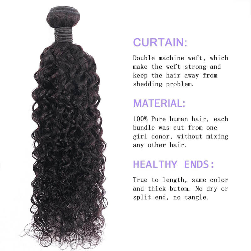 eullair Water Wave Human Hair Bundles Deal 10A Human Virgin Hair 3/4 Bundles