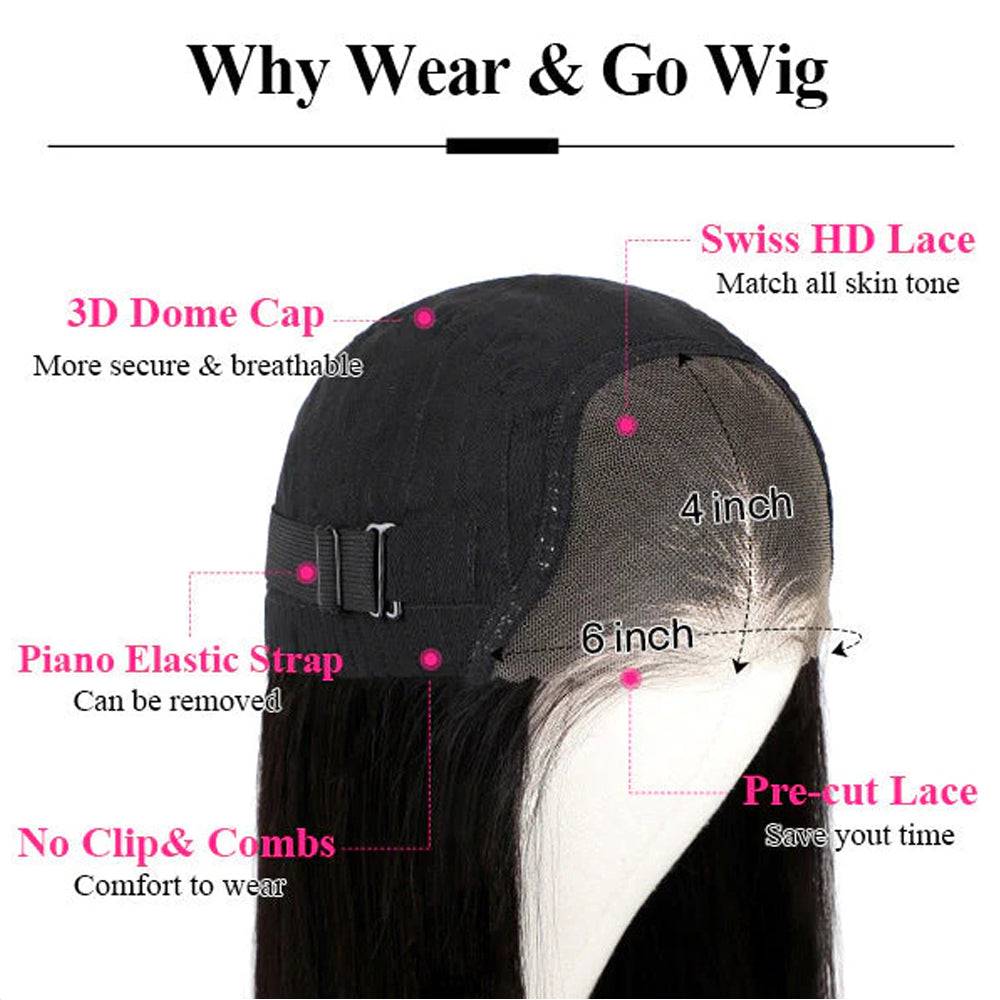 eullair Straight Hair Wear Go Glueless Wigs With Pre Cut Lace 4x6 5x5 HD Closure Wigs Beginner Friendly