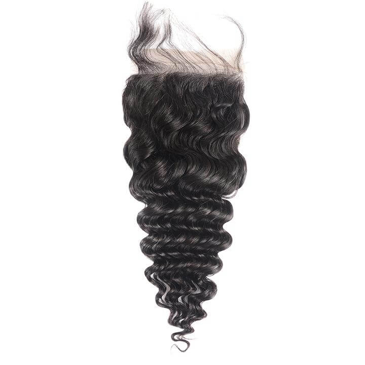 1 Piece Virgin Human Hair 4x4 5x5 Lace Closure Natural Black 16-20 Inches-Natural Color #1B-eullair- Human Virgin Hair-eullair- Human Virgin Hair