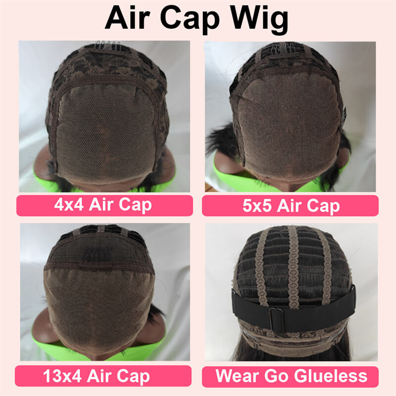 eullair Air Wig Wear Go Glueless Breathable Cap Pre Bleached Knots Kinky Curly Human Hair Wig Quick Install 4x4 5x5 13x4 Pre Cut Lace Closure Wig For Women