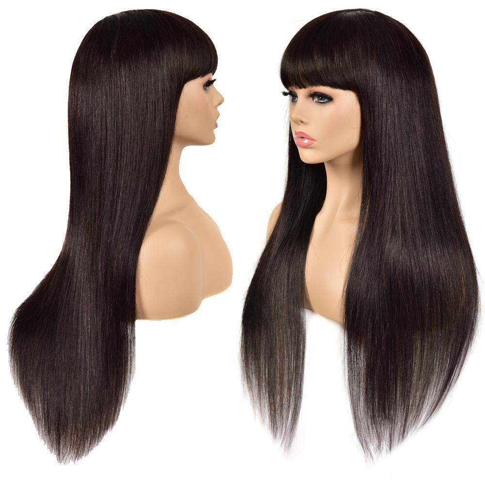 BANG BANG! eullair Human Hair Bangs Wig NO Glue or Spray | Easy Effortless Wig-Human Hair Wigs-eullair-12inch Bob-Straight-Bangs Wig 150 Density-eullair- Human Virgin Hair