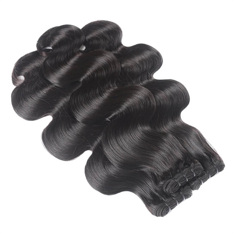 eullair 15A Super Double Drawn Body Wave Bundles Human Virgin Hair Weave 3/4 Bundles