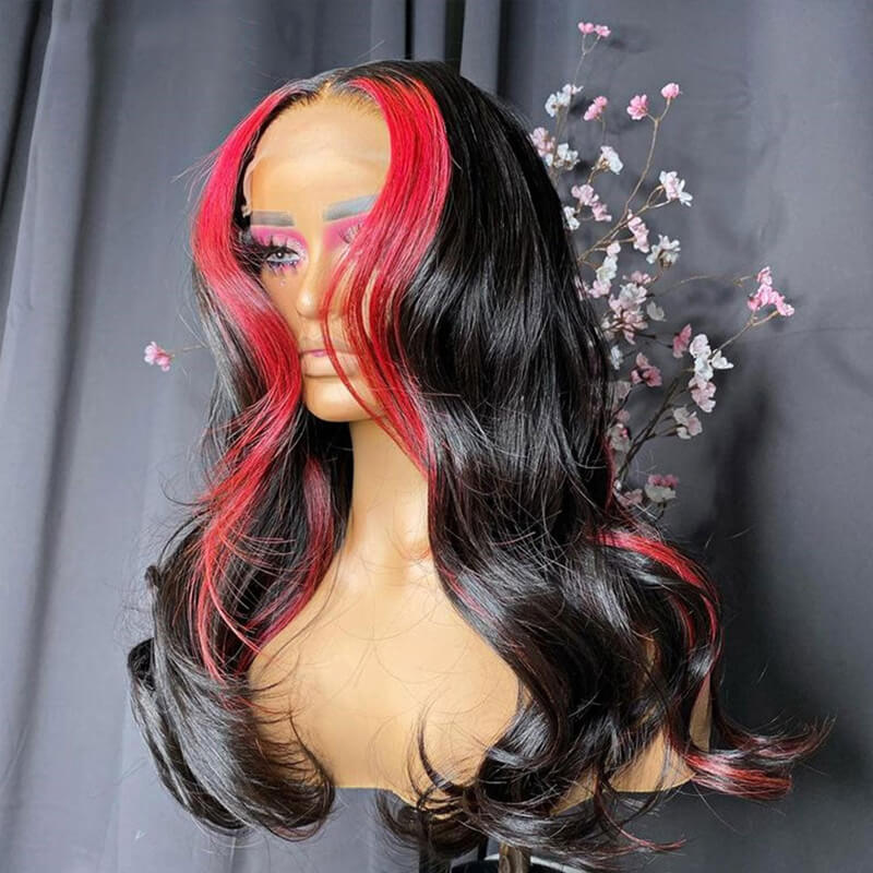 Colored Blonde Skunk Stripe Lace Wig | eullair 13x4 Body Wave Highlights Lace Frontal Wig