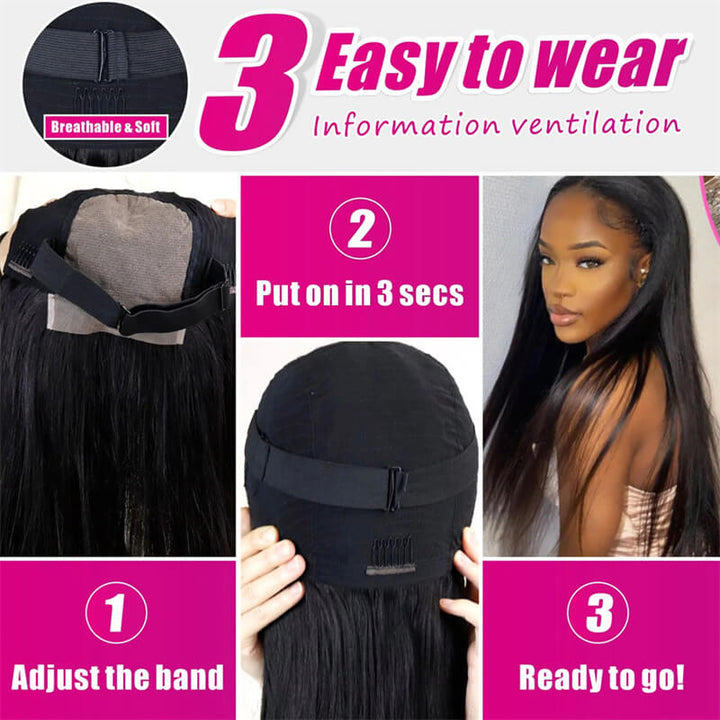 eullair Straight Hair Wear Go Glueless Wigs With Pre Cut Lace 4x6 5x5 HD Closure Wigs Beginner Friendly