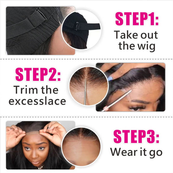 eullair Straight Hair Wear Go Glueless Wigs With Pre Cut Lace 6x4 5x5 HD Closure Wigs Beginner Friendly