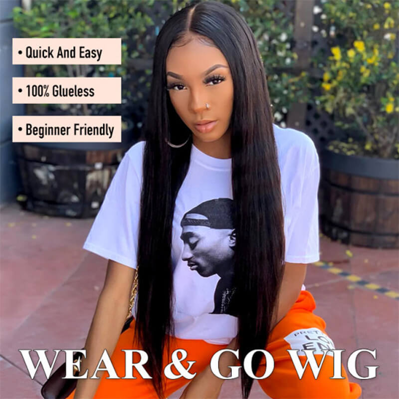 eullair Straight Hair Wear Go Glueless Wigs With Pre Cut Lace 6x4 5x5 HD Closure Wigs Beginner Friendly