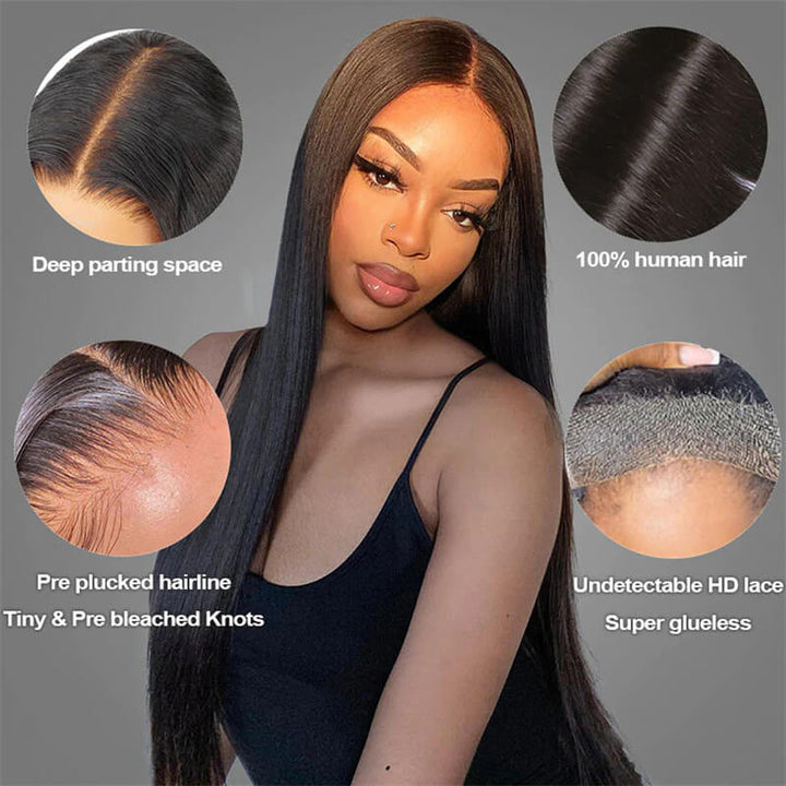 eullair Straight Hair Wear Go Glueless Wigs With Pre Cut Lace 4x6 5x5 HD Closure Wigs Beginner Friendly