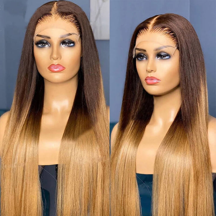 TikTok Hairstylist Style| eullair Golden Red Brown Ginger Body Wave Lace Front Wig Ombre Blonde Straight Human Hair Wigs for Women