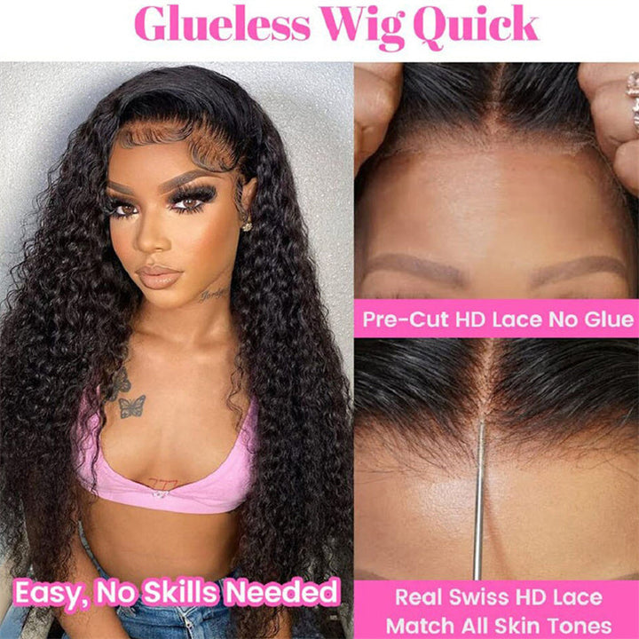 eullair Wear Go Glueless Wig Water Wave 6x4 5x5 HD Lace Closure Wigs Pre Cut Lace For Women Beginner Friendly Human Hair Natural Hairline
