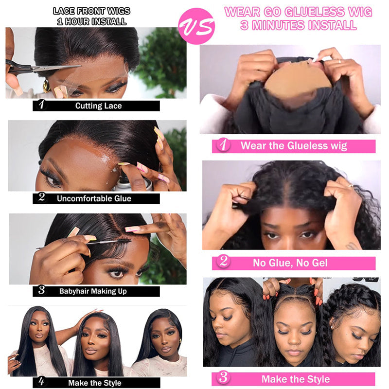 eullair Wear Go Glueless Wig Water Wave 6x4 5x5 HD Lace Closure Wigs Pre Cut Lace For Women Beginner Friendly Human Hair Natural Hairline