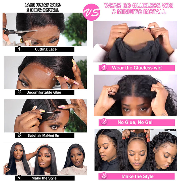 eullair Wear Go Glueless Wig Water Wave 6x4 5x5 HD Lace Closure Wigs Pre Cut Lace For Women Beginner Friendly Human Hair Natural Hairline