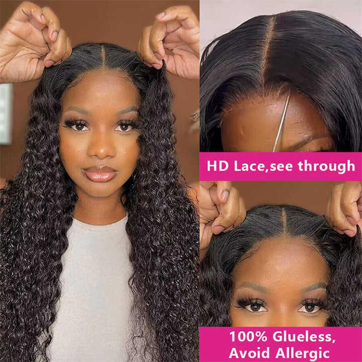 eullair Wear Go Glueless Wig Water Wave 6x4 5x5 HD Lace Closure Wigs Pre Cut Lace For Women Beginner Friendly Human Hair Natural Hairline